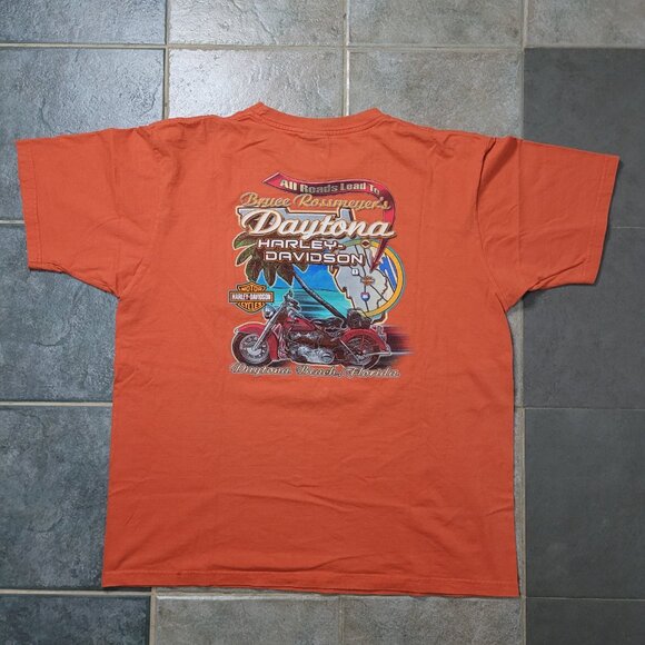 Harley Davidson Mens Daytona Beach Florida Bike Week Size 2X Orange Tshirt - Picture 4 of 4